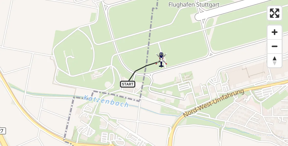 Flugroute Polizeihubschrauber Flughafen Stuttgart - Flughafen Stuttgart, 01 August 2026, 12:08