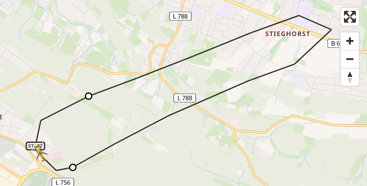 Flugroute Rettungshubschrauber Luftrettungszentrum Bielefeld - Luftrettungszentrum Bielefeld, 01 August 2026, 12:51