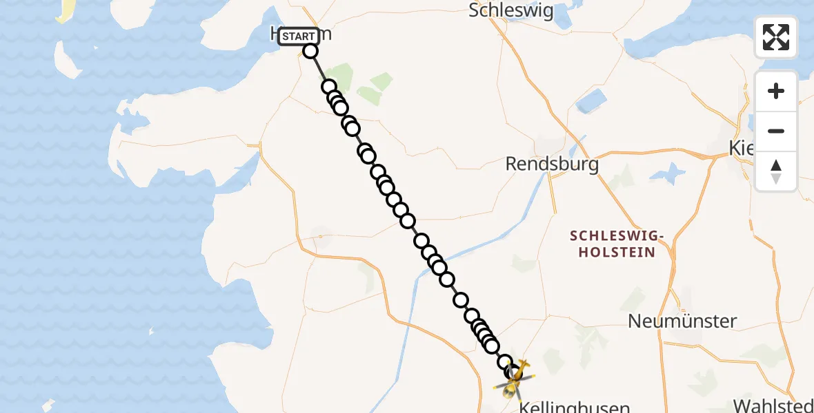 Flugroute Rettungshubschrauber Husum - Itzehoe Hungriger Wolf Flugplatz, 01 August 2026, 13:53