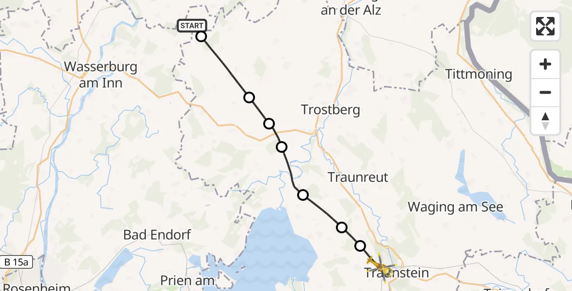 Flugroute Rettungshubschrauber Babensham - Traunstein, 01 August 2026, 13:56