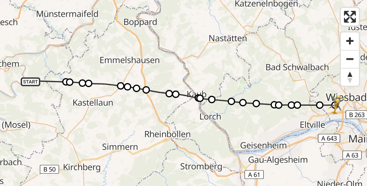 Flugroute Rettungshubschrauber Ellenz-Poltersdorf - Helios Horst Schmidt Klinik (HSK) Hubschrauberlandeplatz, 01 August 2026, 13:59