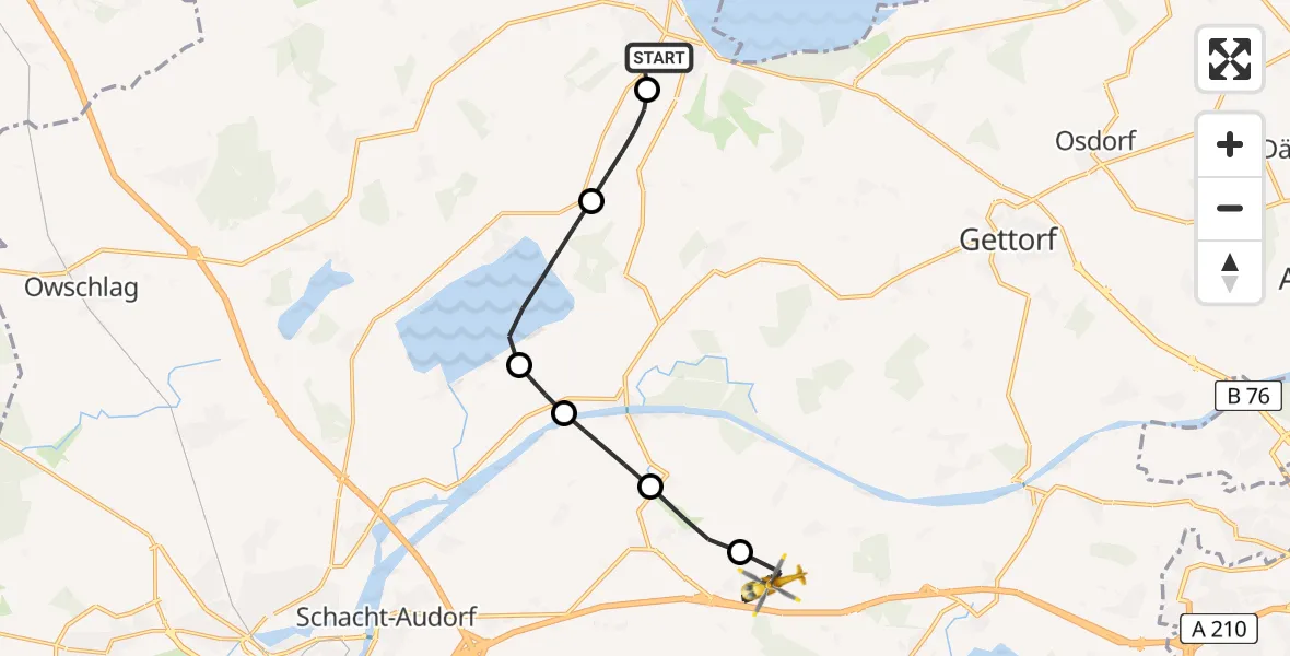 Flugroute Ambulanzhubschrauber Eckernförde - Bredenbek, 01 August 2026, 15:04