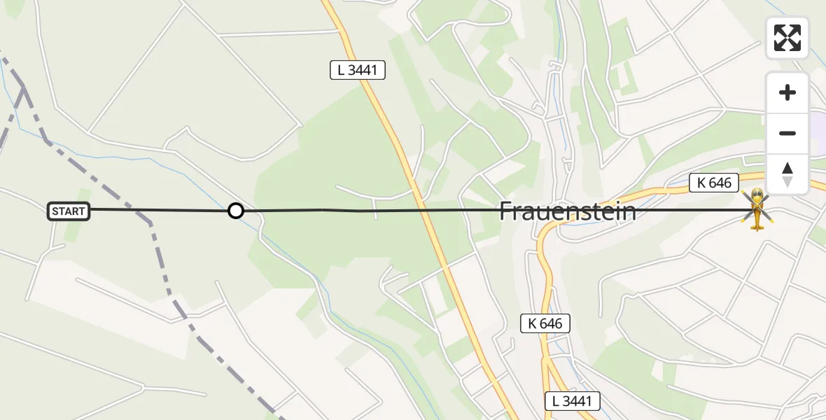 Flugroute Rettungshubschrauber Walluf - Wiesbaden, 01 August 2026, 15:18