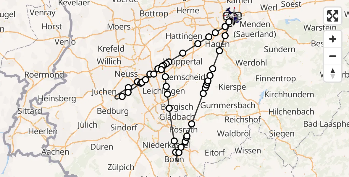 Flugroute Polizeihubschrauber Dortmund Flughafen - Dortmund Flughafen, 01 August 2026, 15:28