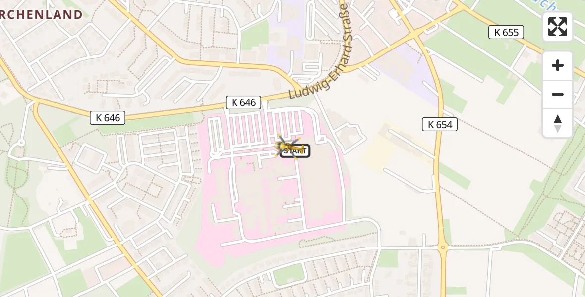 Flugroute Rettungshubschrauber Helios Horst Schmidt Clinic (HSK) - Helios Horst Schmidt Klinik (HSK) Hubschrauberlandeplatz, 01 August 2026, 16:02