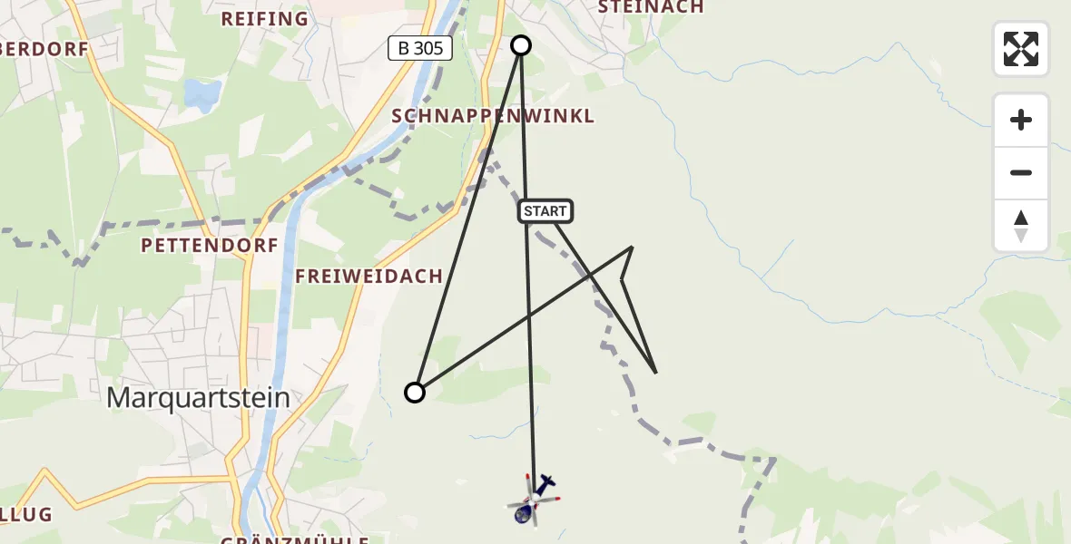 Flugroute Polizeihubschrauber Staudach-Egerndach - Marquartstein, 01 August 2026, 16:08
