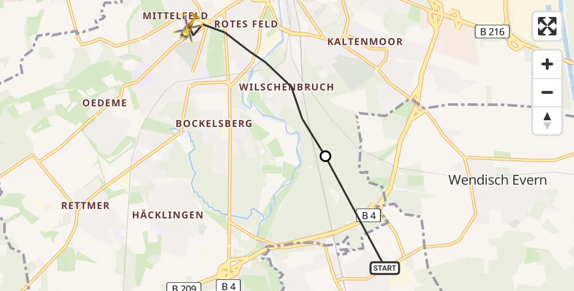 Flugroute Rettungshubschrauber Deutsch Evern - Lüneburg, 01 August 2026, 16:32