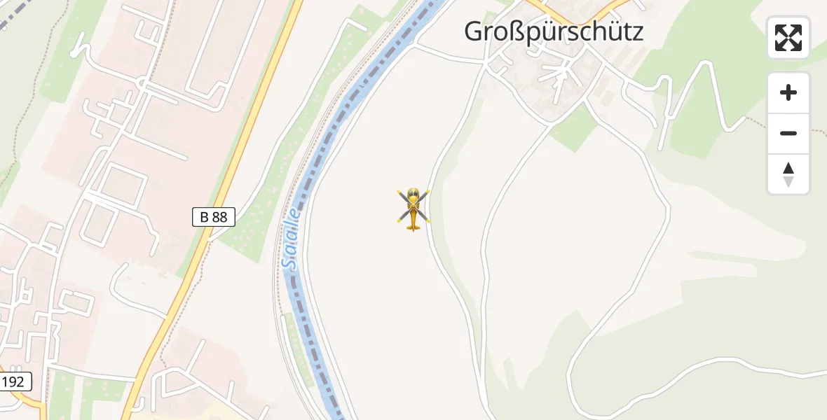 Flugroute Rettungshubschrauber Großpürschütz - Großpürschütz, 01 August 2026, 17:42