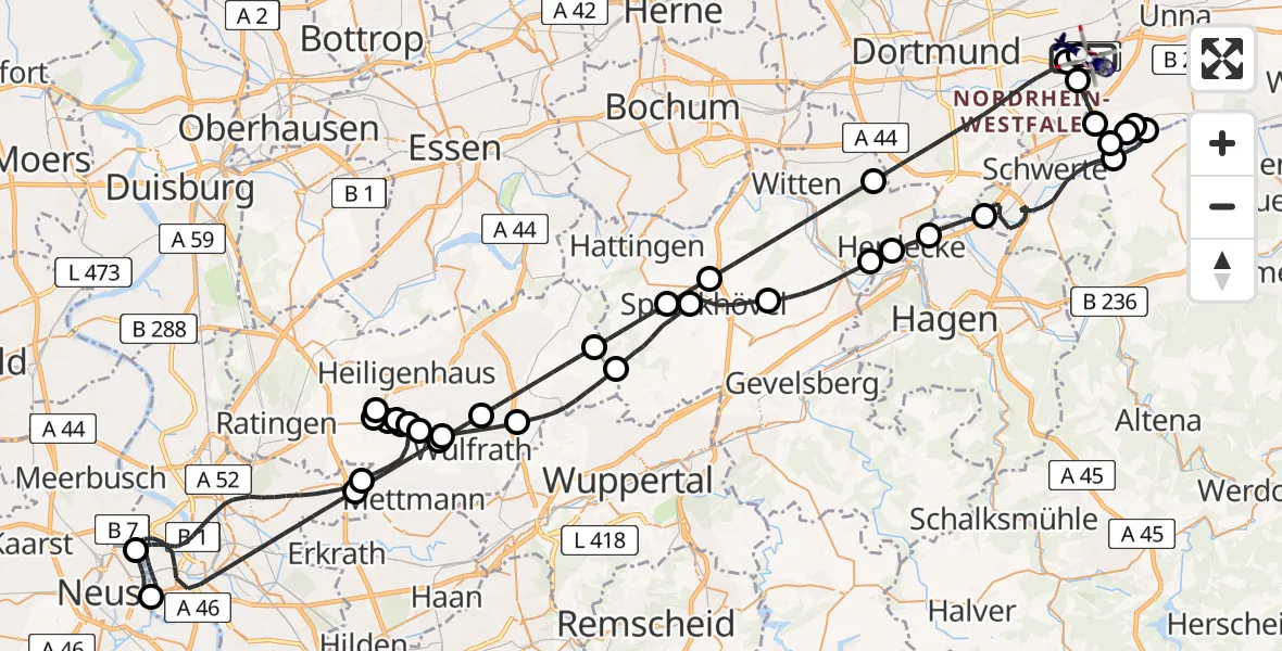 Flugroute Polizeihubschrauber Dortmund Flughafen - Dortmund Flughafen, 01 August 2026, 18:26