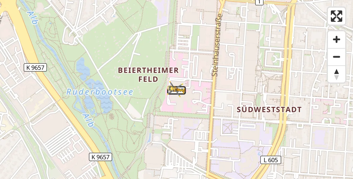 Flugroute Ambulanzhubschrauber Sankt Vincentius Hospital - Sankt Vincentius Hospital, 01 August 2026, 18:35
