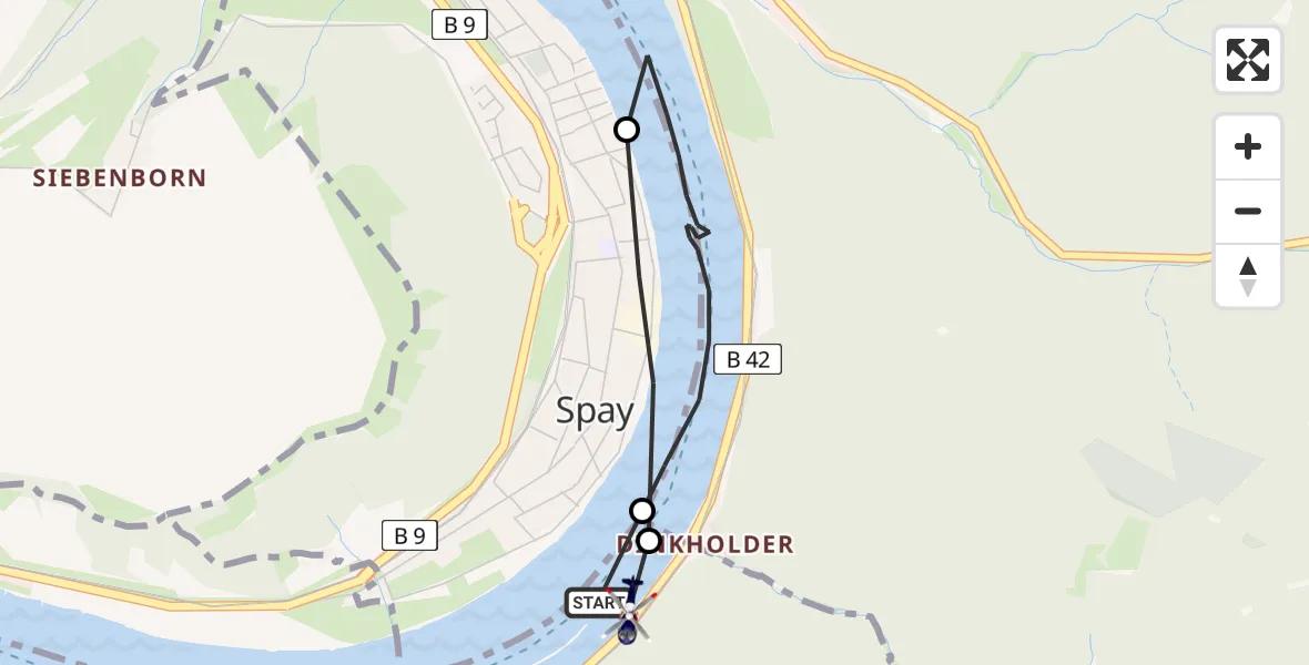 Flugroute Polizeihubschrauber Osterspai - Osterspai, 01 August 2026, 19:49