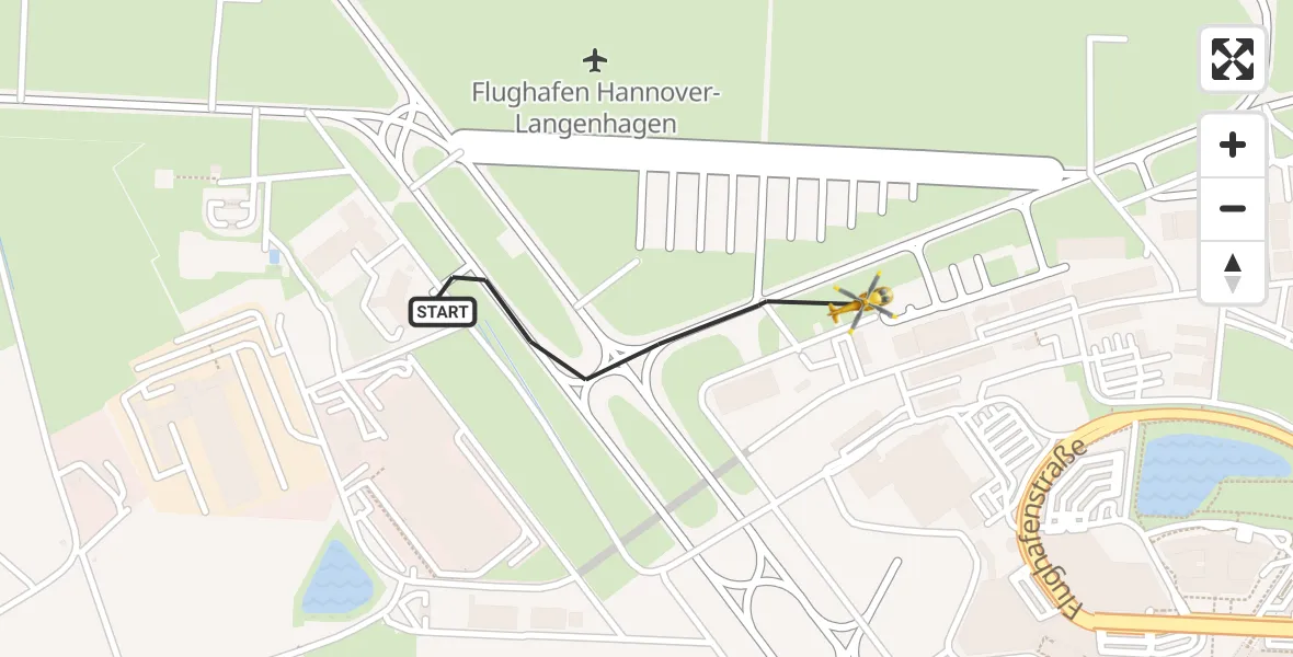 Flugroute Rettungshubschrauber Flughafen Hannover - Flughafen Hannover, 02 August 2026, 02:09