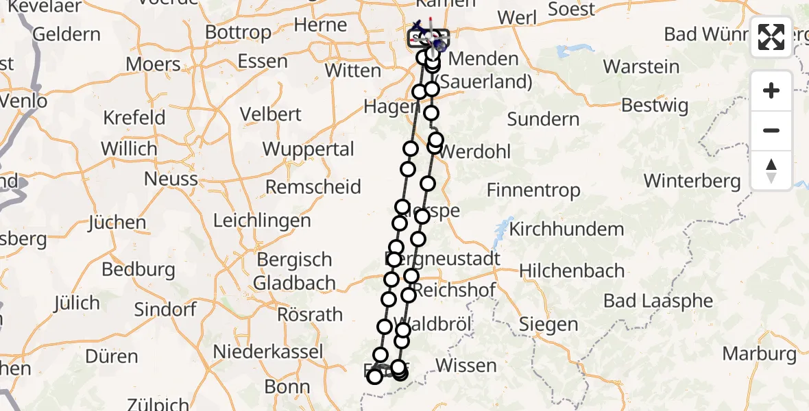 Flugroute Polizeihubschrauber Dortmund Flughafen - Dortmund Flughafen, 02 August 2026, 04:44
