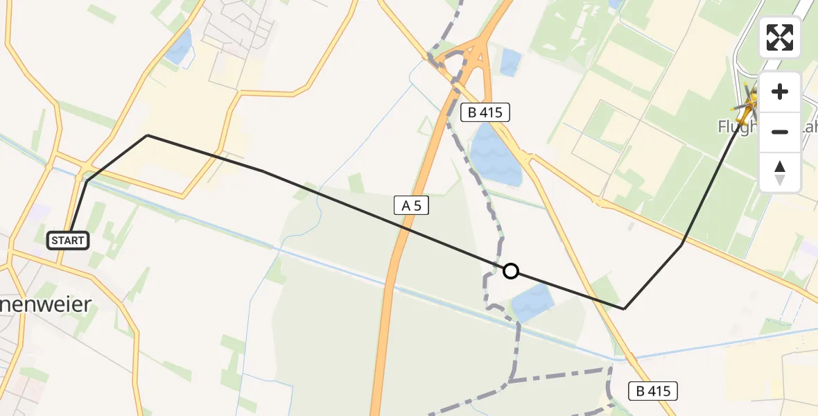 Flugroute Rettungshubschrauber Schwanau - Lahr Flughafen, 02 August 2026, 07:46