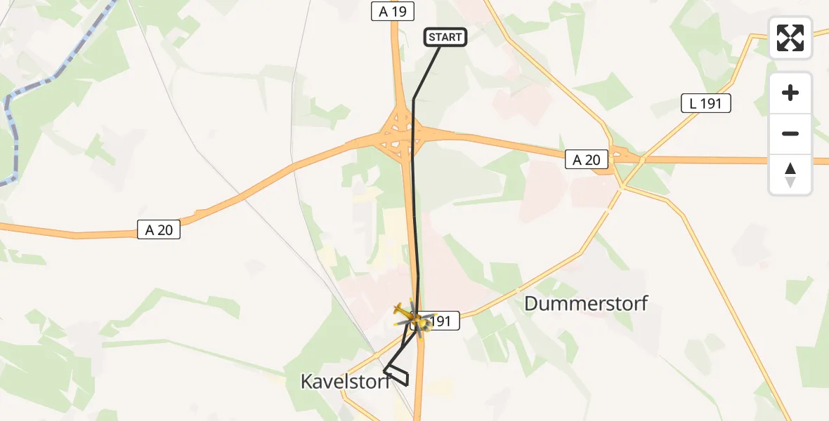 Flugroute Ambulanzhubschrauber Dummerstorf - Dummerstorf, 02 August 2026, 07:46