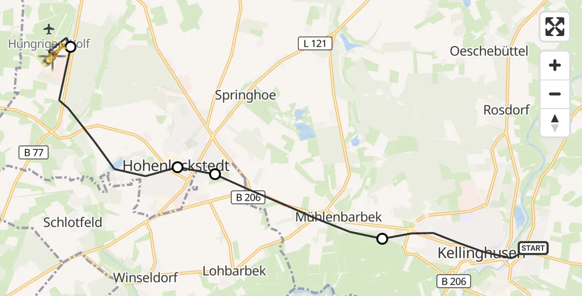 Flugroute Rettungshubschrauber Kellinghusen - Itzehoe Hungriger Wolf Flugplatz, 02 August 2026, 08:06