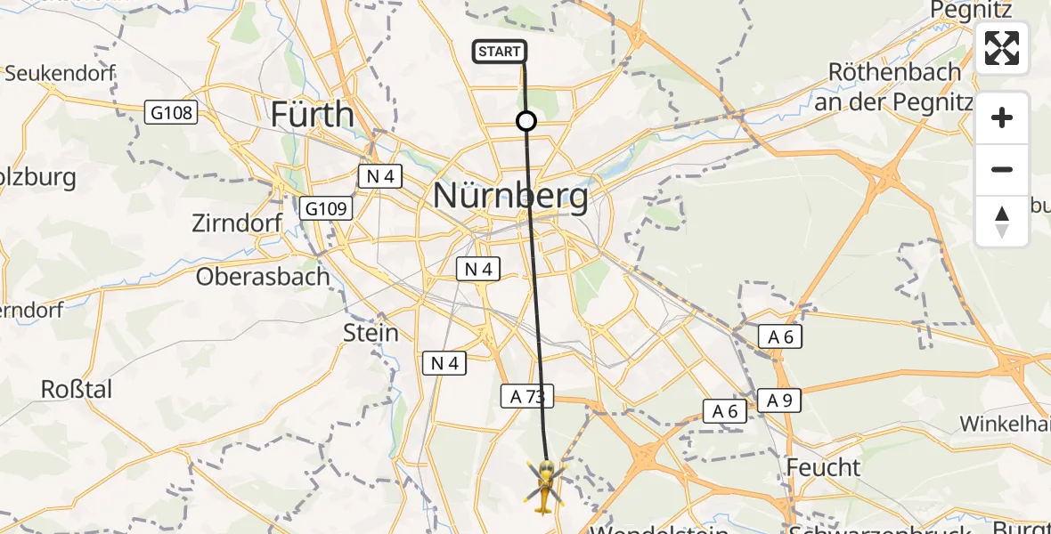 Flugroute Ambulanzhubschrauber Flughafen Nuremberg - Nürnberg, 02 August 2026, 08:12