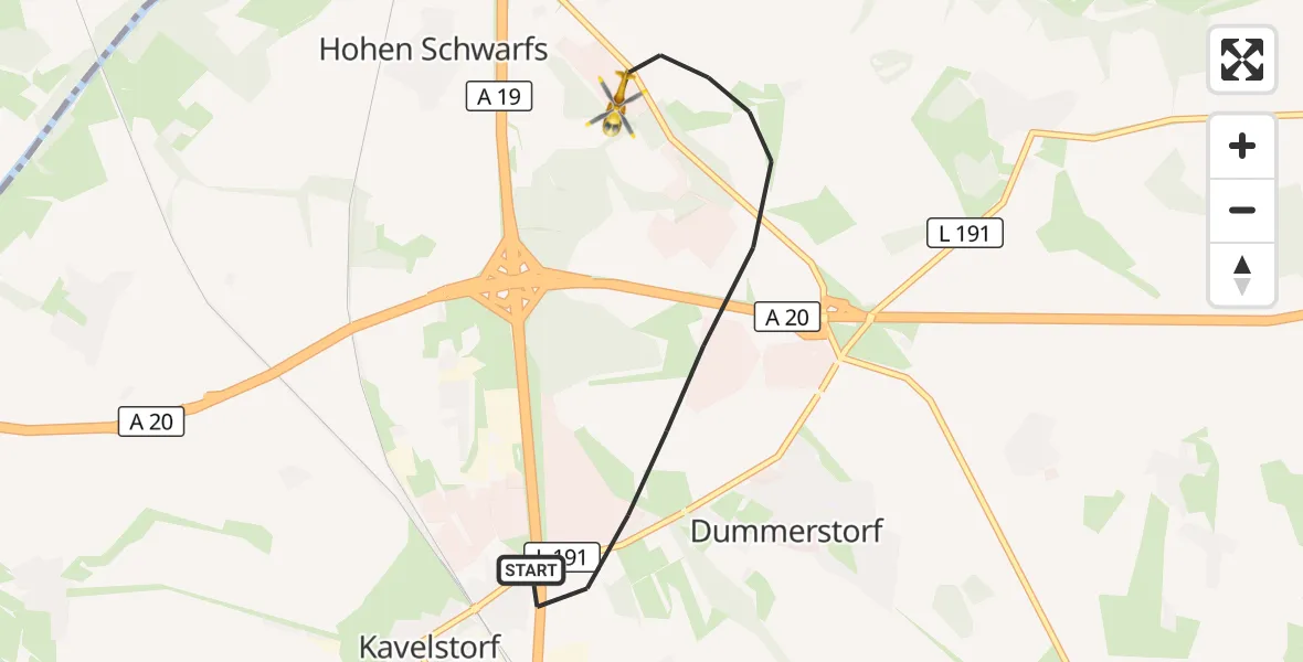 Flugroute Ambulanzhubschrauber Dummerstorf - Dummerstorf, 02 August 2026, 08:18