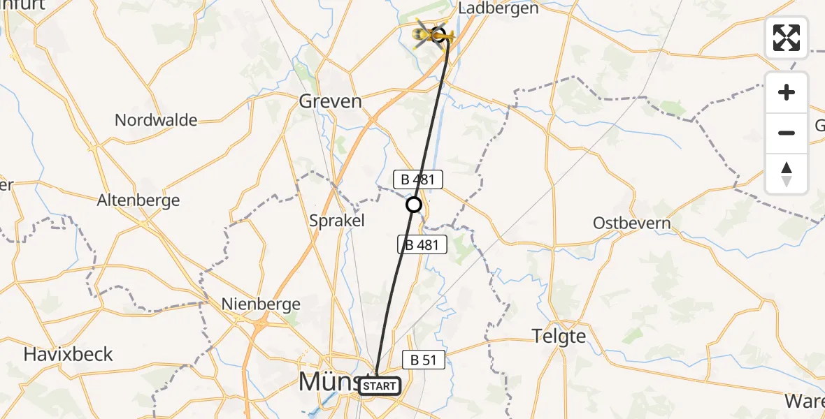 Flugroute Ambulanzhubschrauber Münster - Christoph  Westfalen-ADAC, 02 August 2026, 08:18