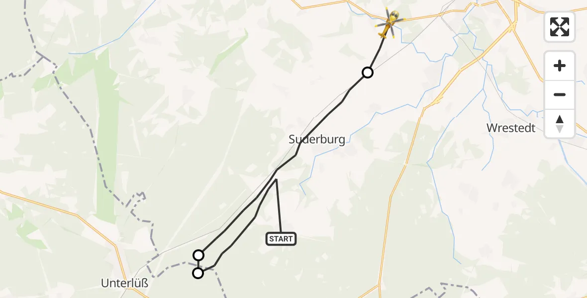 Flugroute Rettungshubschrauber Suderburg - Uelzen, 02 August 2026, 09:40