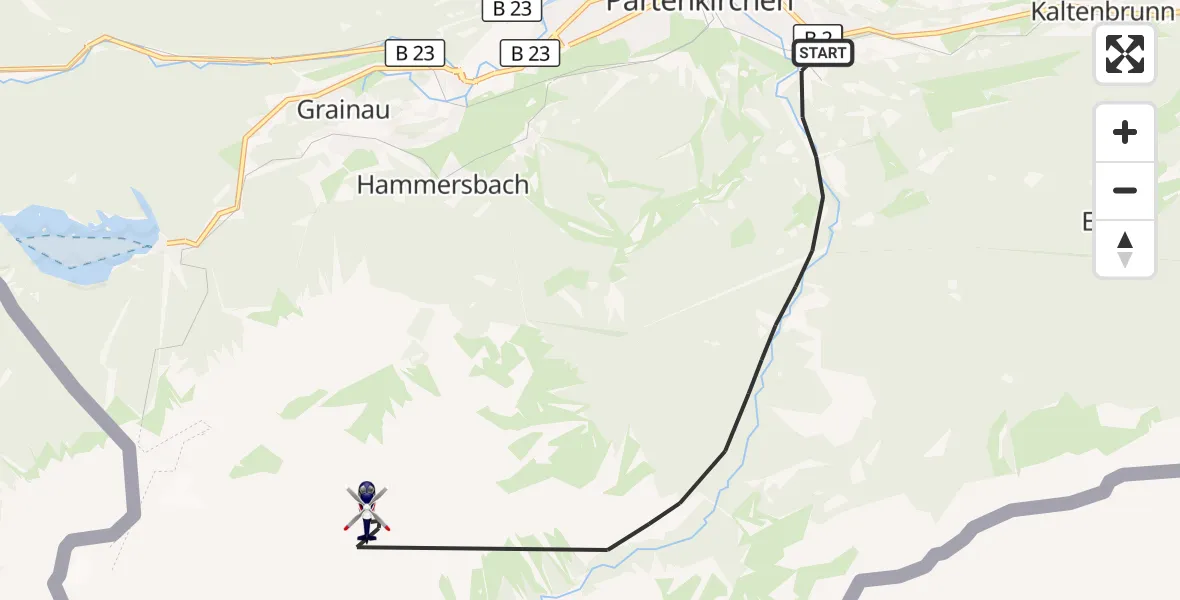 Flugroute Polizeihubschrauber Garmisch-Partenkirchen - Grainau, 02 August 2026, 09:44