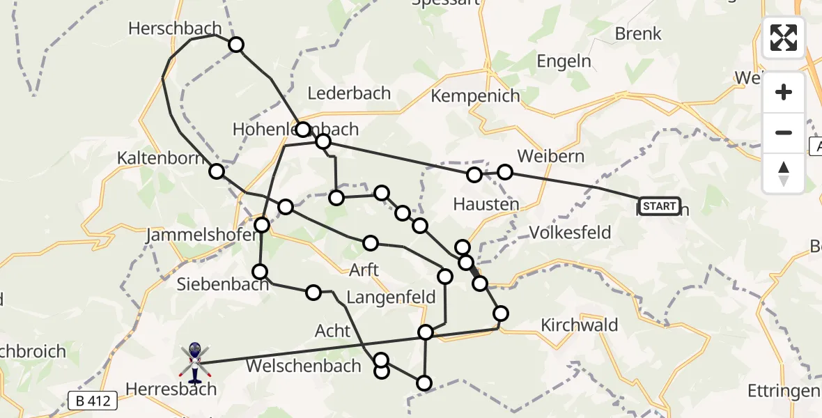 Flugroute Polizeihubschrauber Rieden - Herresbach, 02 August 2026, 09:52