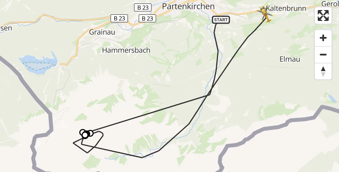 Flugroute Rettungshubschrauber Garmisch-Partenkirchen - Garmisch-Partenkirchen, 02 August 2026, 10:38