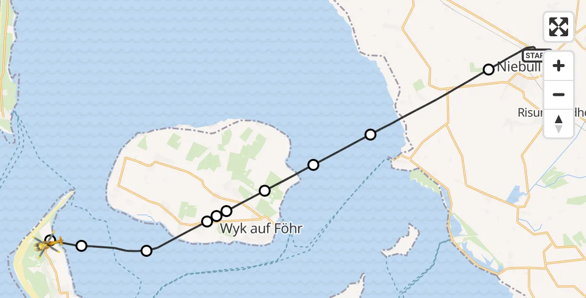 Flugroute Ambulanzhubschrauber Niebüll - Norddorf auf Amrum, 02 August 2026, 10:48