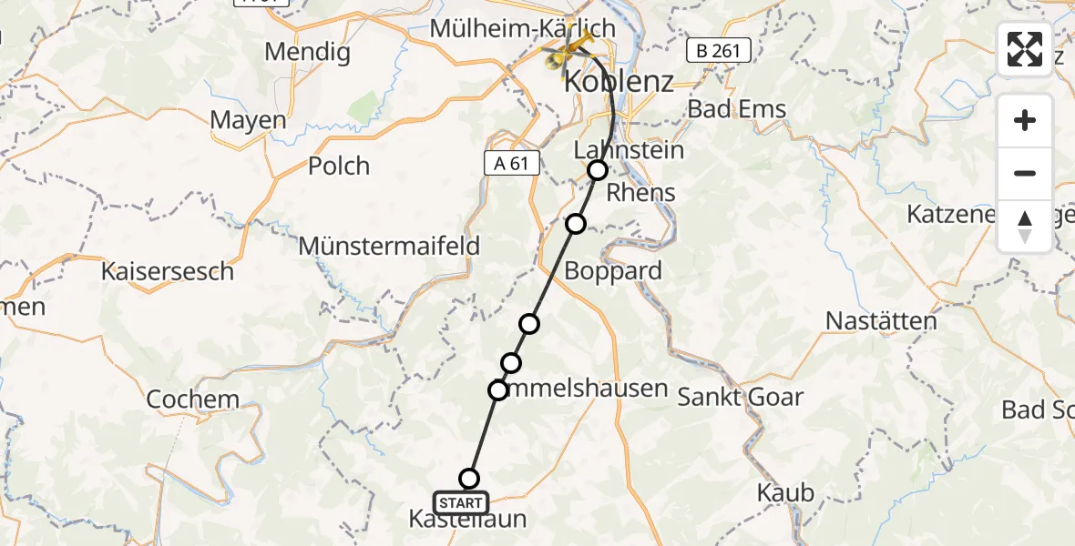 Flugroute Rettungshubschrauber Uhler - Koblenz, 02 August 2026, 12:02