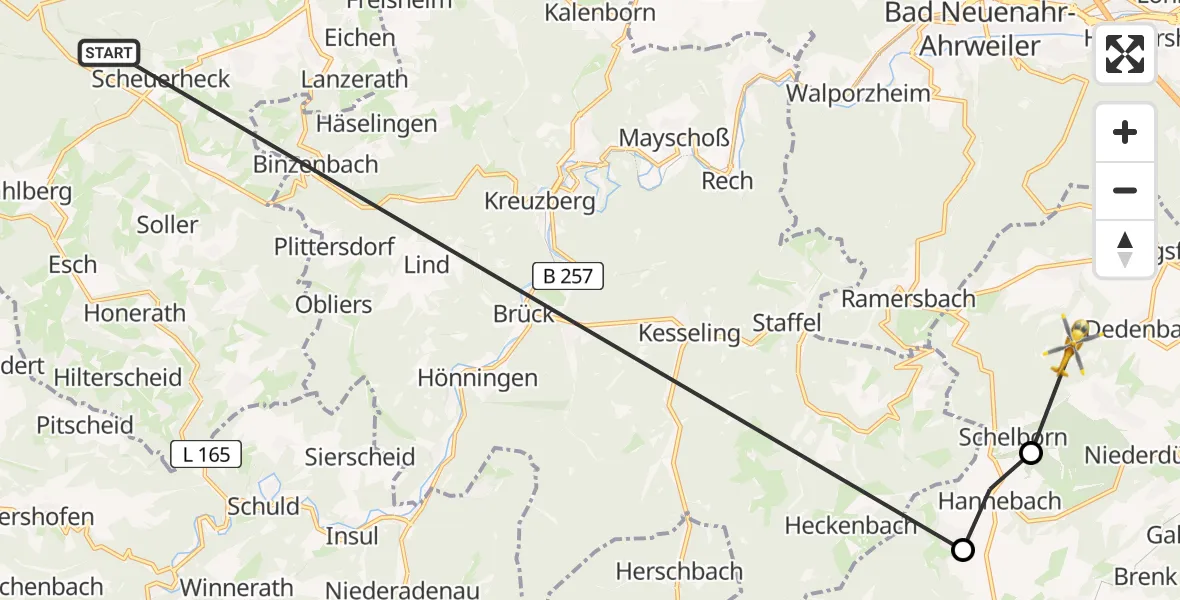 Flugroute Ambulanzhubschrauber Bad Münstereifel - Schalkenbach, 02 August 2026, 12:05