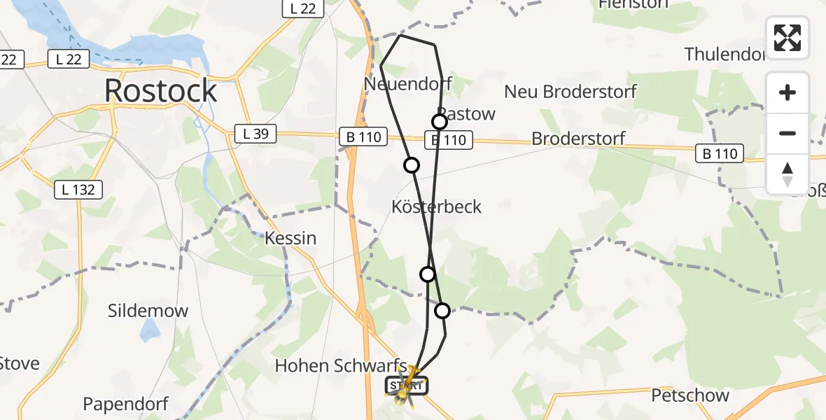 Flugroute Ambulanzhubschrauber Dummerstorf - Dummerstorf, 02 August 2026, 12:10
