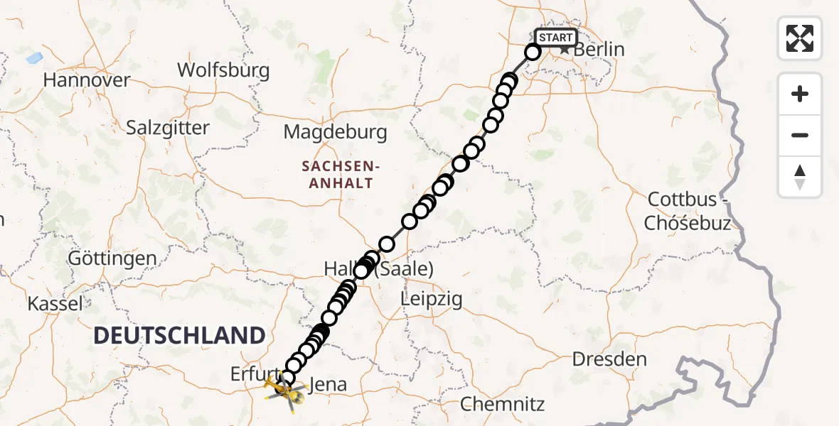 Flugroute Rettungshubschrauber Berlin - Bad Berka, 02 August 2026, 12:33