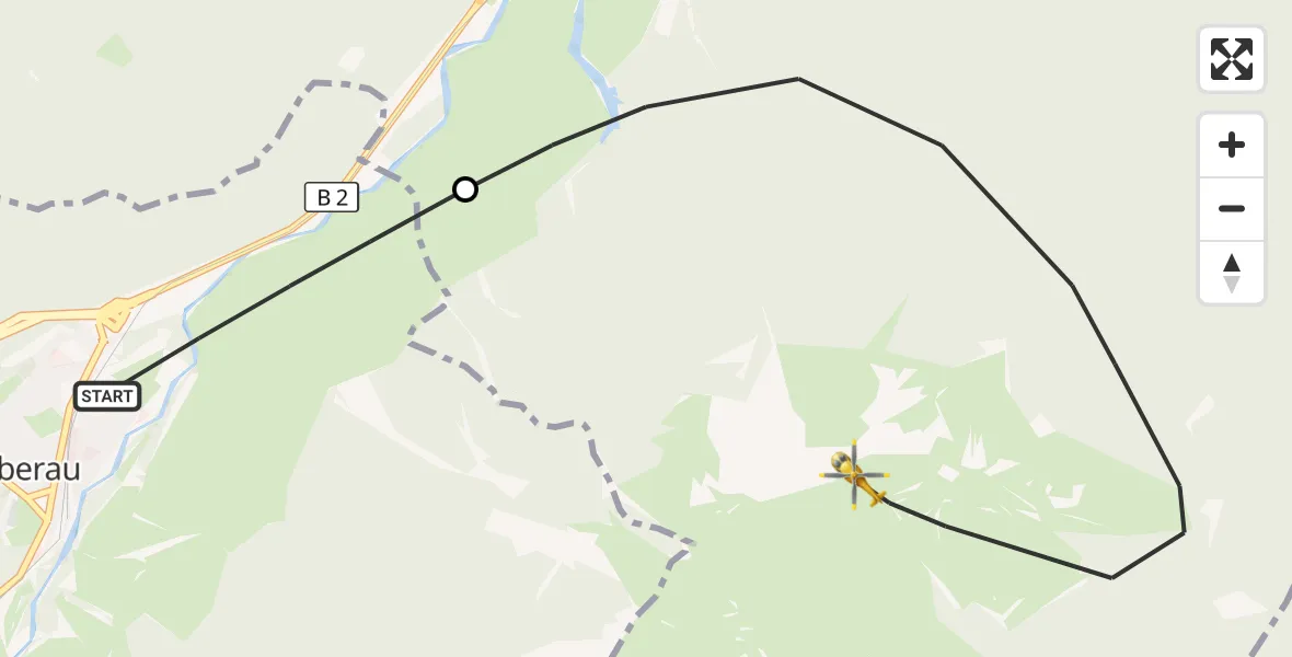 Flugroute Rettungshubschrauber Oberau - Eschenlohe, 02 August 2026, 12:43