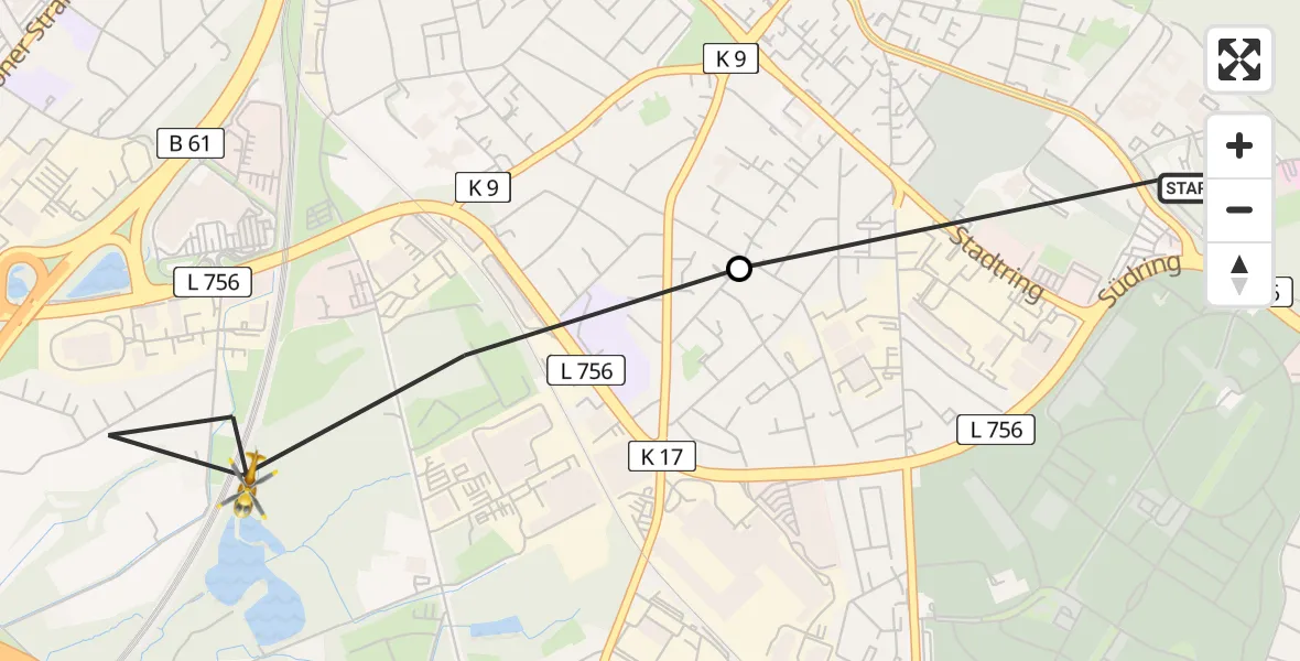 Flugroute Rettungshubschrauber Luftrettungszentrum Bielefeld - Bielefeld, 02 August 2026, 12:46
