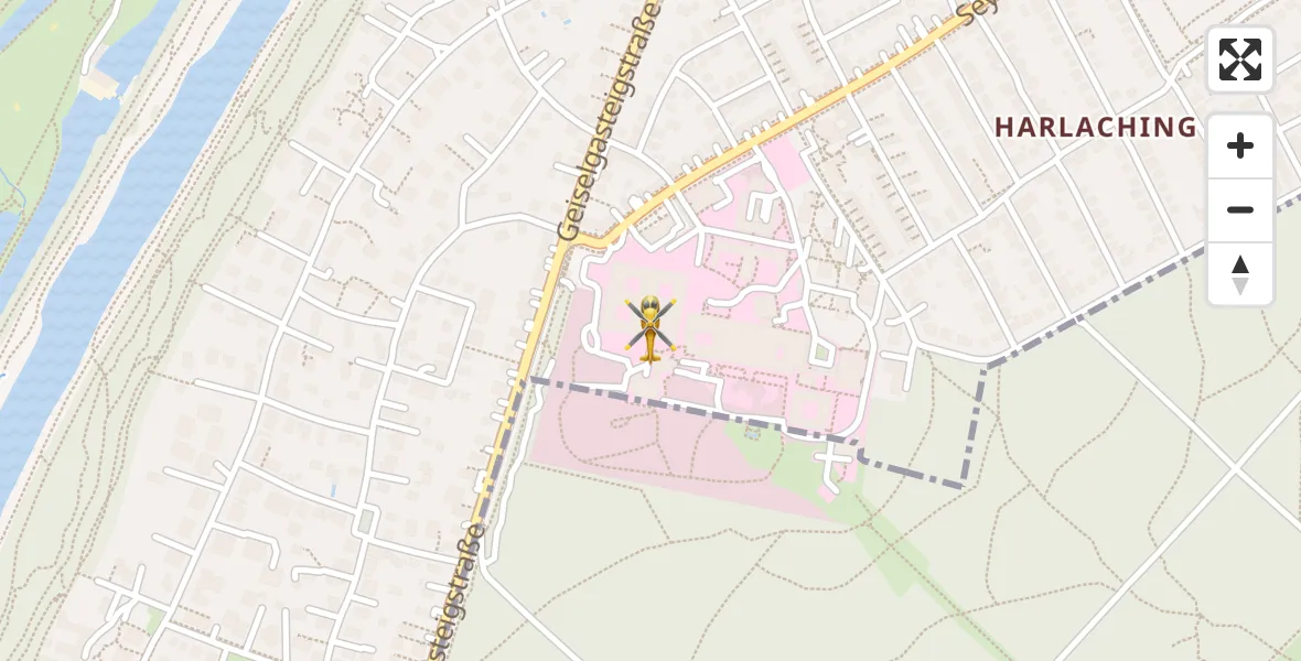 Flugroute Rettungshubschrauber ADAC Air Rescue Center Hubschrauberlandeplatz (Christoph 1) - ADAC Air Rescue Center Hubschrauberlandeplatz (Christoph 1), 02 August 2026, 13:00