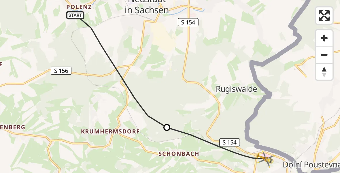 Flugroute Rettungshubschrauber Neustadt in Sachsen - Saxon Switzerland Clinic Sebnitz Hubschrauberlandeplatz, 02 August 2026, 13:18