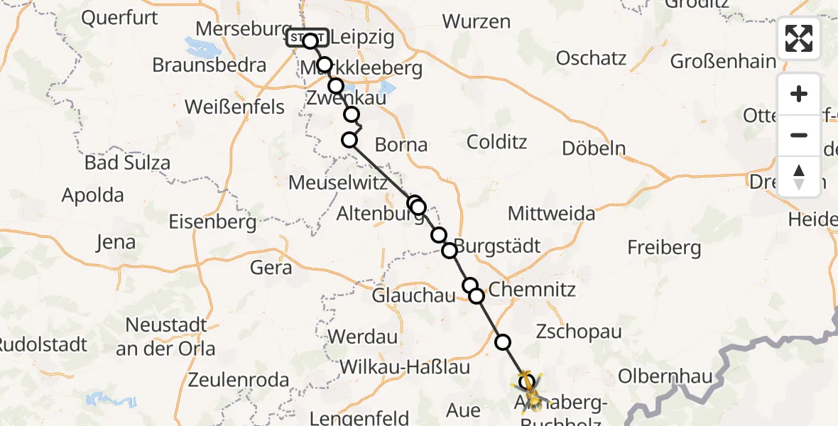Flugroute Rettungshubschrauber Schkeuditz - Geyer, 02 August 2026, 13:42