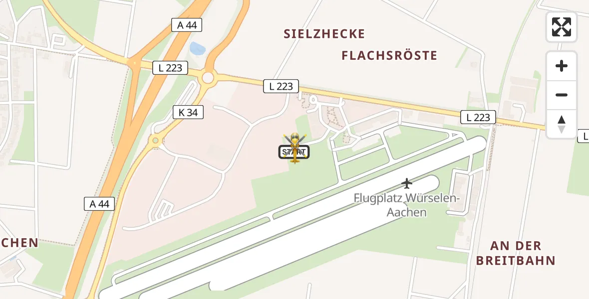 Flugroute Rettungshubschrauber Aachen-Merzbrück Flughafen - Aachen-Merzbrück Flughafen, 02 August 2026, 13:52