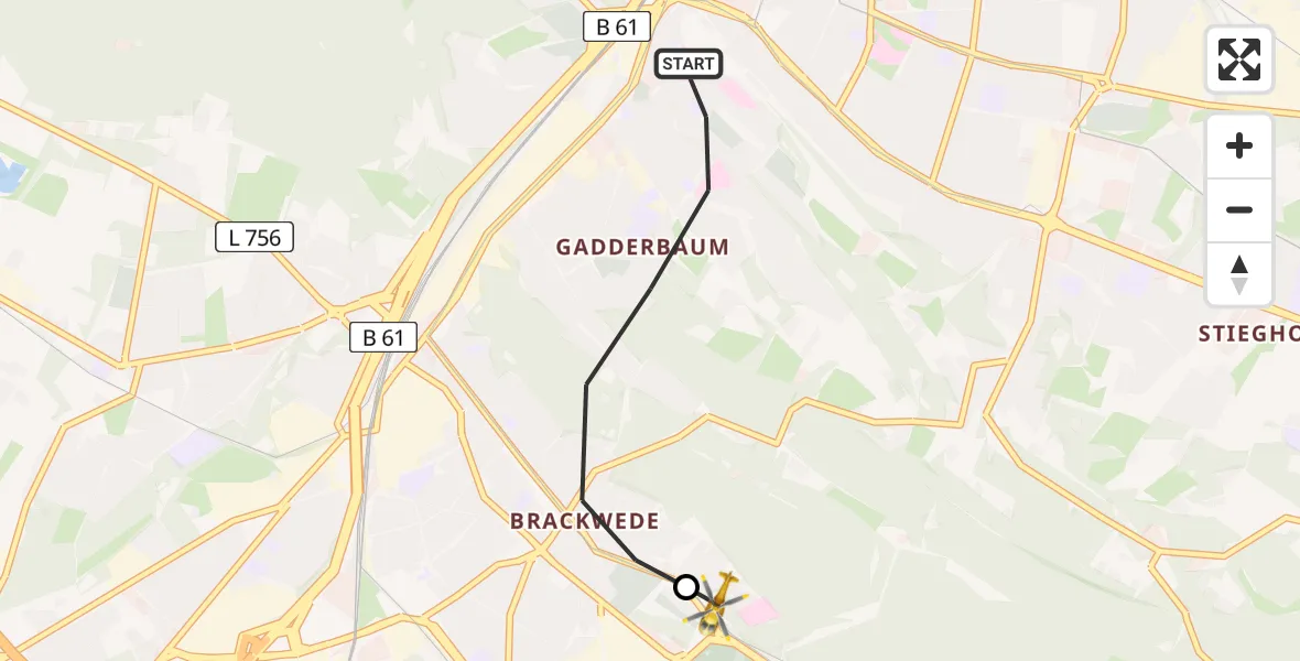 Flugroute Rettungshubschrauber Bielefeld - Luftrettungszentrum Bielefeld, 02 August 2026, 14:10