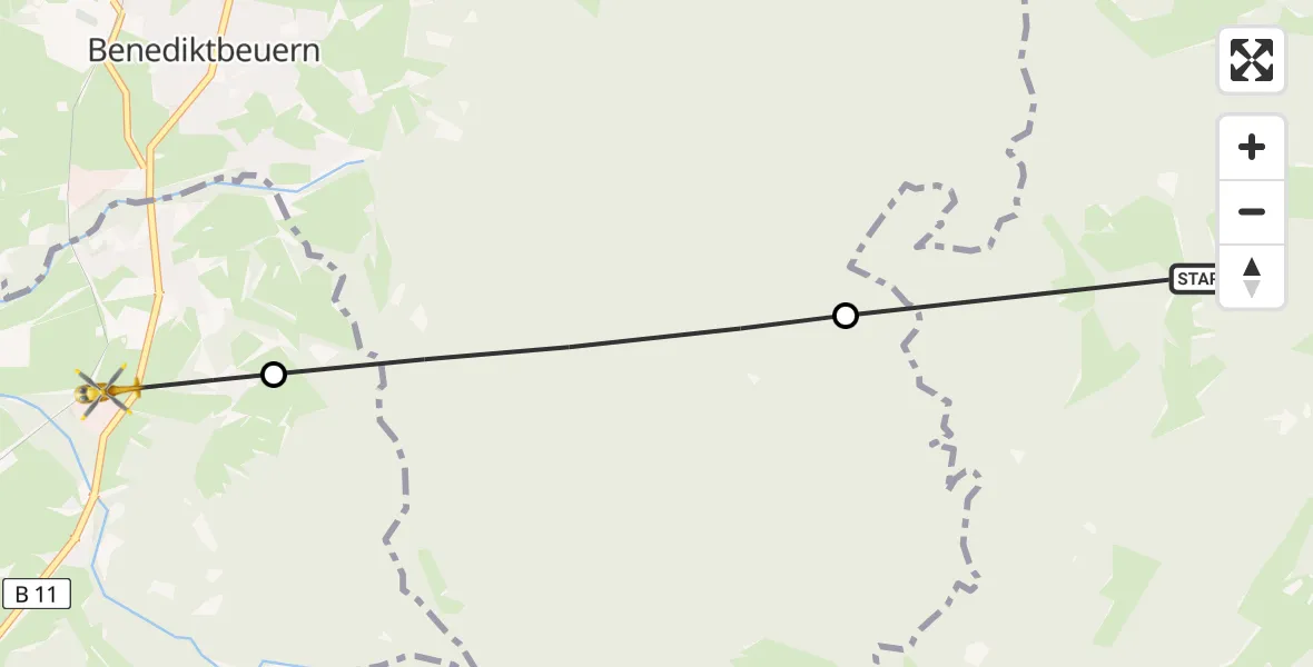 Flugroute Rettungshubschrauber Wackersberg - Kochel a.See, 02 August 2026, 14:12