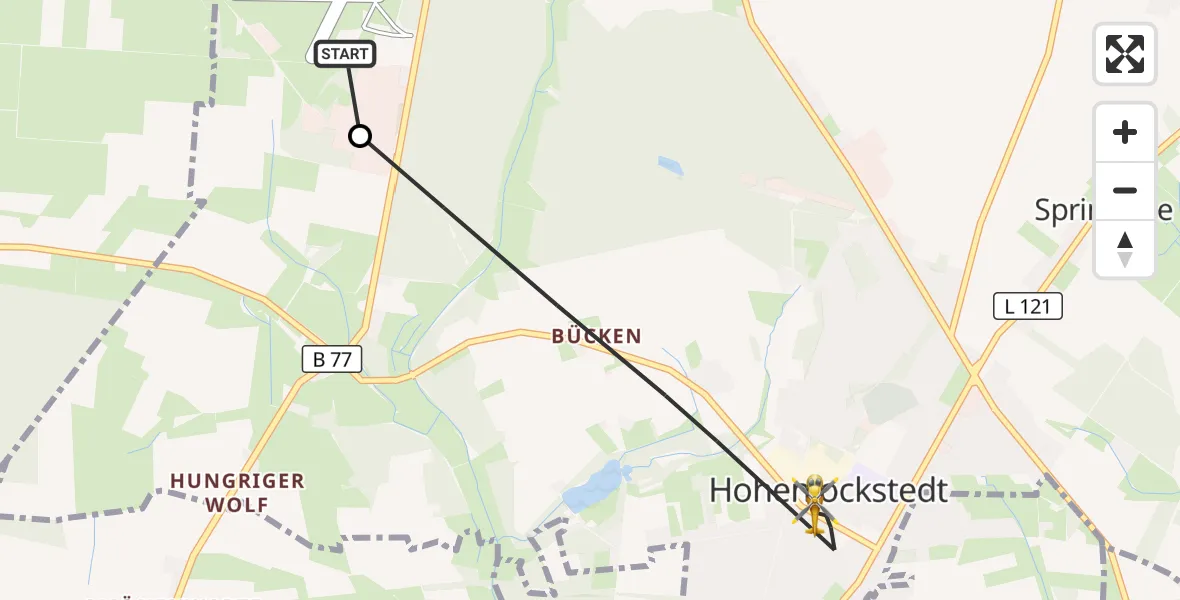 Flugroute Rettungshubschrauber Itzehoe Hungriger Wolf Flugplatz - Hohenlockstedt, 02 August 2026, 14:39