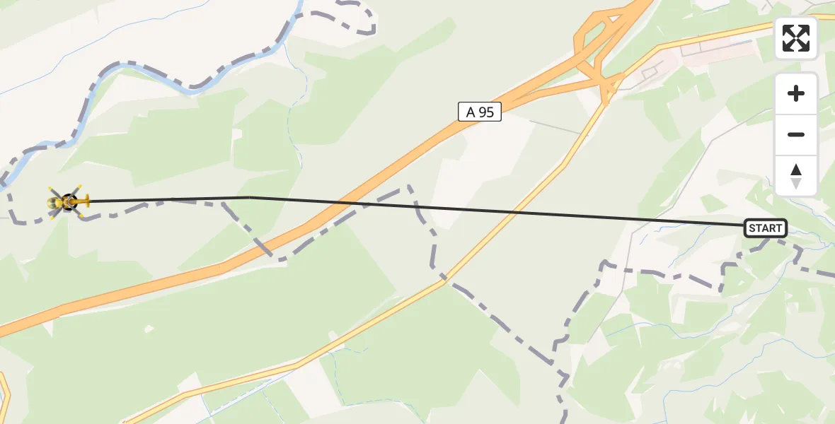 Flugroute Rettungshubschrauber Großweil - Ohlstadt, 02 August 2026, 14:41