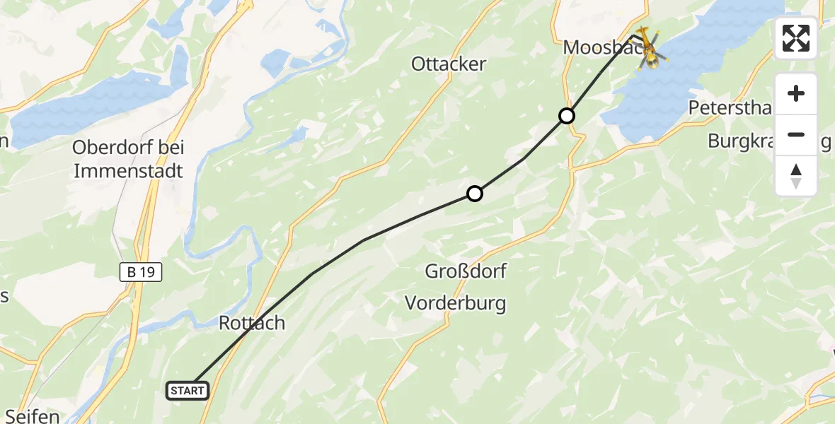 Flugroute Rettungshubschrauber Rettenberg - Sulzberg, 02 August 2026, 15:28