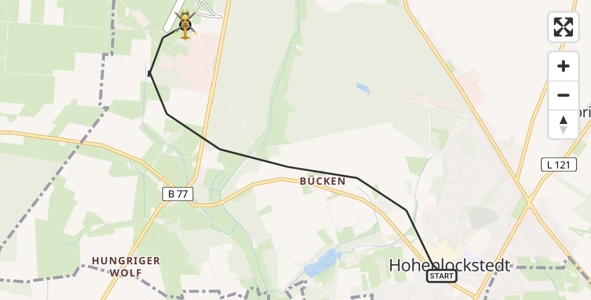 Flugroute Rettungshubschrauber Hohenlockstedt - Itzehoe Hungriger Wolf Flugplatz, 02 August 2026, 15:34