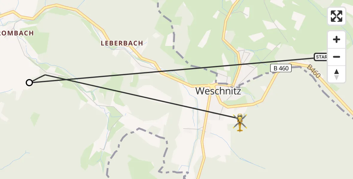 Flugroute Rettungshubschrauber Reichelsheim (Odenwald) - Fürth, 02 August 2026, 16:03