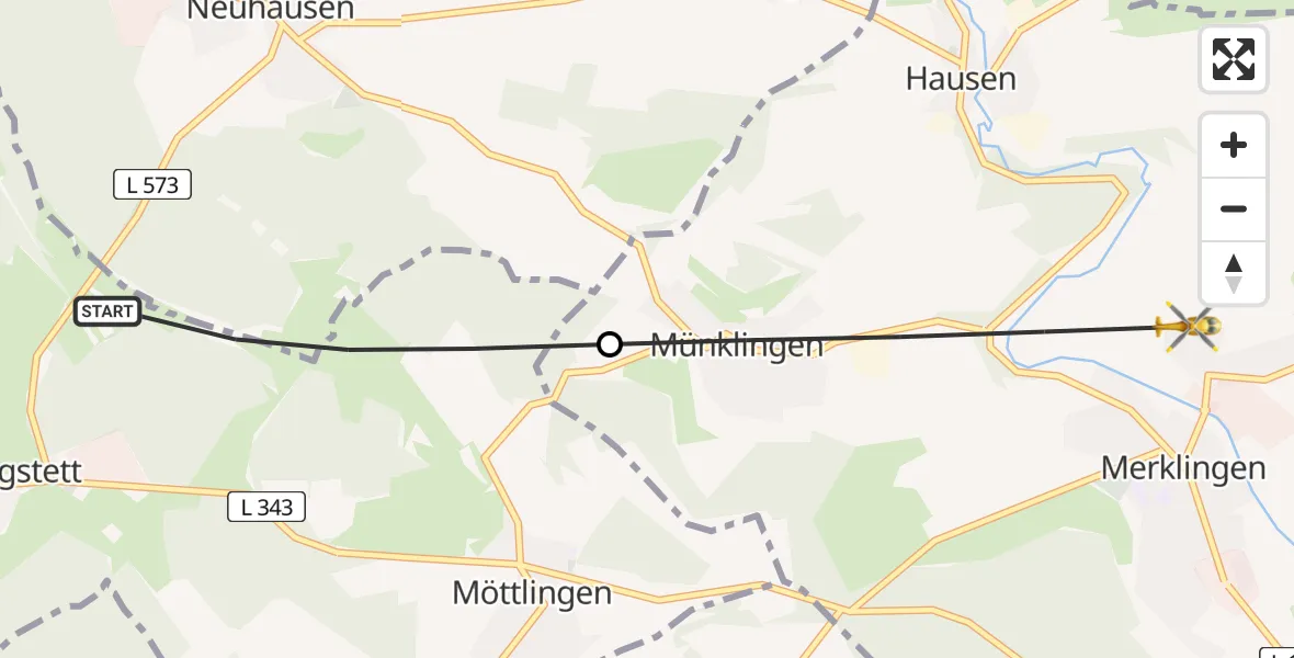 Flugroute Rettungshubschrauber Bad Liebenzell - Weil der Stadt, 02 August 2026, 16:12