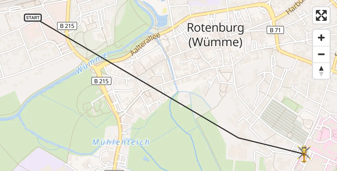 Flugroute Ambulanzhubschrauber Rotenburg (Wümme) - Rotenburg (Wümme), 02 August 2026, 16:33