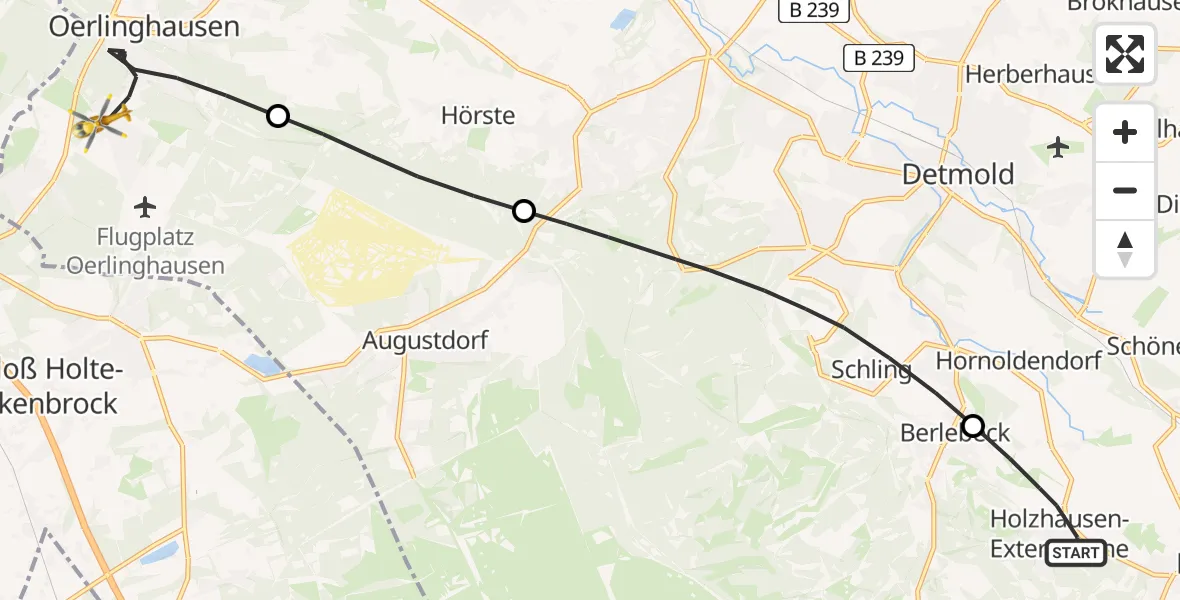 Flugroute Rettungshubschrauber Horn-Bad Meinberg - Oerlinghausen, 02 August 2026, 16:41