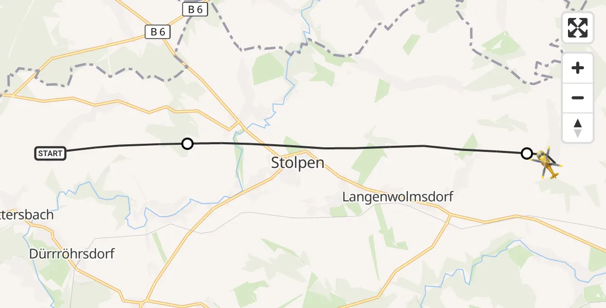 Flugroute Rettungshubschrauber Dürrröhrsdorf-Dittersbach - Neustadt in Sachsen, 02 August 2026, 16:43
