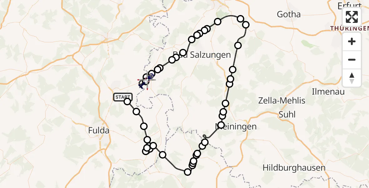 Flugroute Polizeihubschrauber Hünfeld - Geisa, 02 August 2026, 16:59